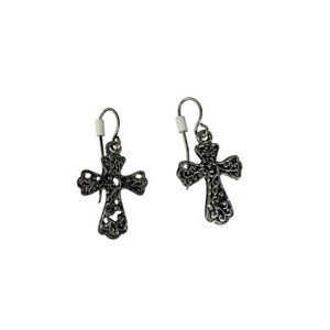 Petite Filigree little western cross earrings. May be sterling.
